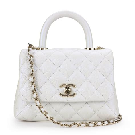 white chanel top handle bag|chanel small bag with handle.